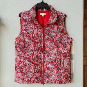 Gorgeous Down Vest, Red Paisley, Talbots Medium